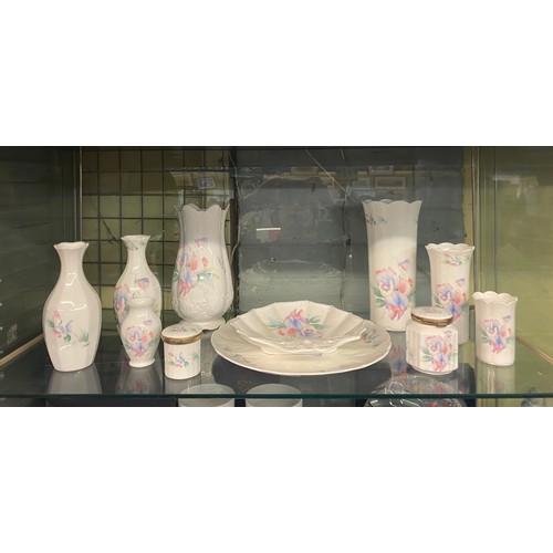 230 - SELECTION OF AYNSLEY BONE CHINA LITTLE SWEETHEART VASES, LIDDED POTS, LOBED DISH AND PLATE
