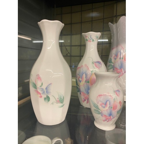 230 - SELECTION OF AYNSLEY BONE CHINA LITTLE SWEETHEART VASES, LIDDED POTS, LOBED DISH AND PLATE