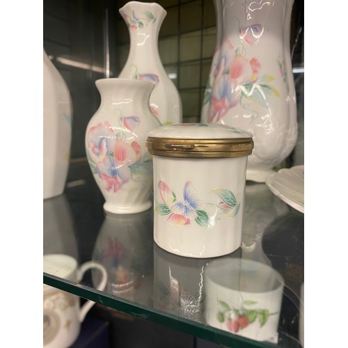 230 - SELECTION OF AYNSLEY BONE CHINA LITTLE SWEETHEART VASES, LIDDED POTS, LOBED DISH AND PLATE