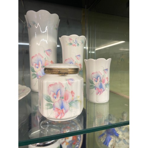 230 - SELECTION OF AYNSLEY BONE CHINA LITTLE SWEETHEART VASES, LIDDED POTS, LOBED DISH AND PLATE