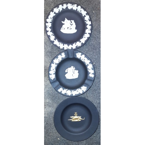 212 - WEDGWOOD BLACK GLOSS LOBED CAMPANA VASES, BLACK BASALT WARES INC CREAMER, AND SOME ETRURIA VASES
