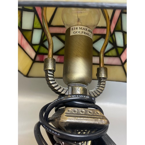 277 - TWO DECORATIVE SMALL TABLE LAMPS WITH STAINED GLASS SHADES