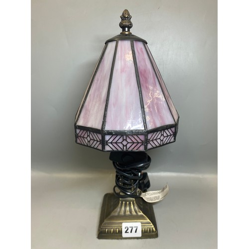 277 - TWO DECORATIVE SMALL TABLE LAMPS WITH STAINED GLASS SHADES
