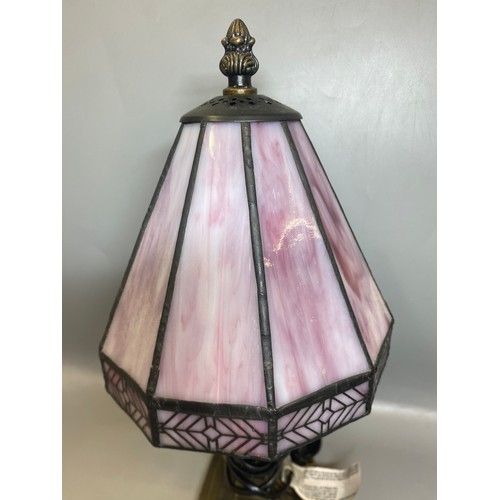 277 - TWO DECORATIVE SMALL TABLE LAMPS WITH STAINED GLASS SHADES