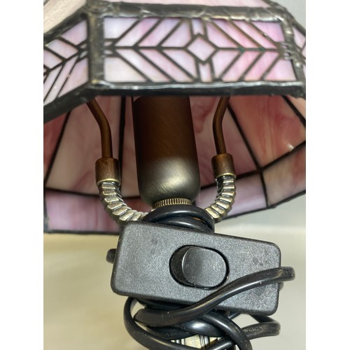 277 - TWO DECORATIVE SMALL TABLE LAMPS WITH STAINED GLASS SHADES