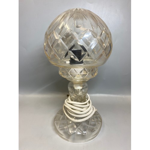 280 - SMALL CUT GLASS HOBNAIL MUSHROOM TABLE LAMP
