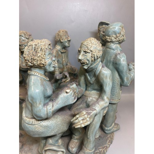 340A - TWO CONTEMPORARY POTTERY FIGURE GROUPS