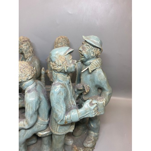 340A - TWO CONTEMPORARY POTTERY FIGURE GROUPS