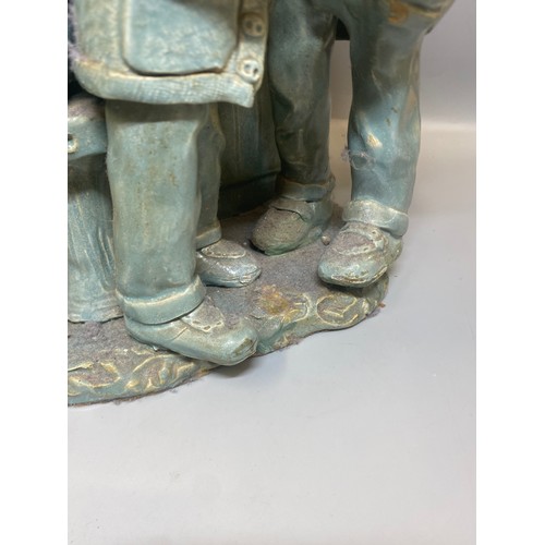 340A - TWO CONTEMPORARY POTTERY FIGURE GROUPS