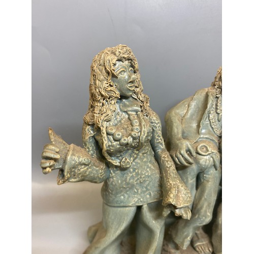 340A - TWO CONTEMPORARY POTTERY FIGURE GROUPS