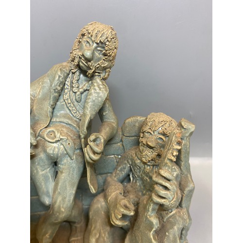 340A - TWO CONTEMPORARY POTTERY FIGURE GROUPS