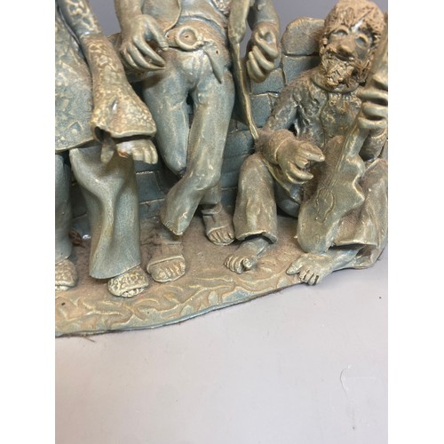 340A - TWO CONTEMPORARY POTTERY FIGURE GROUPS