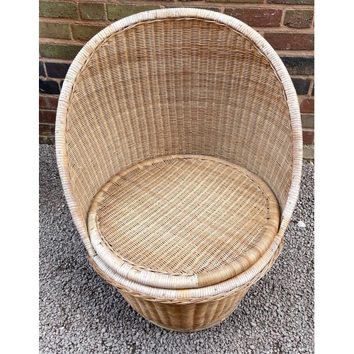 54 - RATTAN CURVED BACKED TUB CHAIR