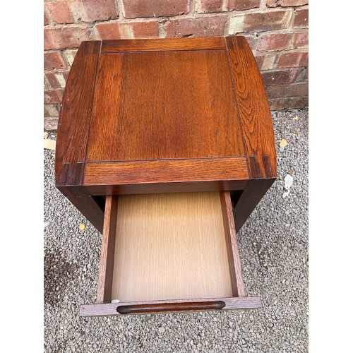 19 - DARK WOOD SQUARE SECTION LAMP TABLE WITH DRAWER