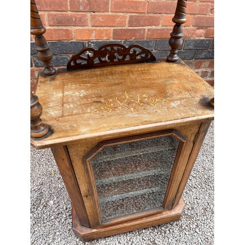 25 - VICTORIAN WALNUT MARQUETRY INLAID WOTNOT CABINET