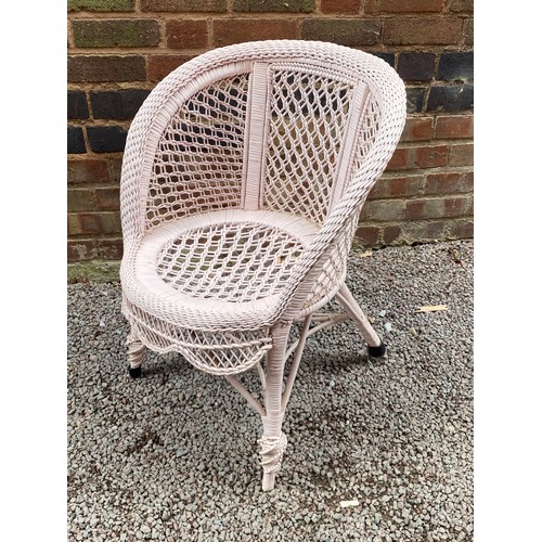 60 - PAIR OF PINK BAMBOO AND CANE WORK GARDEN CHAIRS