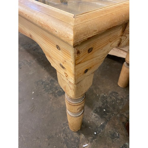 17 - PINE STAINED GLASS TOPPED COFFEE TABLE