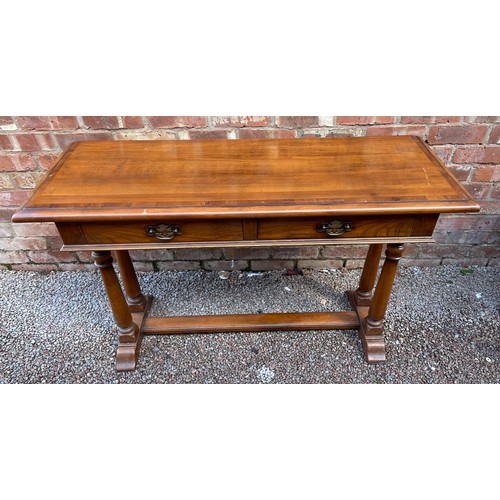 190 - CHERRY WOOD CROSS BANDED SIDE TABLE FITTED WITH TWO DRAWERS