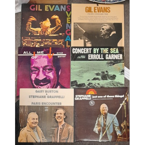 329 - CARTON OF VINYL LP RECORDS JAZZ, PIANISTS, BASS, AND PERCUSSION, INCLUDING GILL EVANS, BUD POWELL, C... 