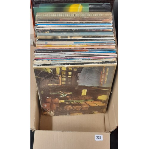 325 - BOX OF VARIOUS VINYL LP RECORDS DAVID BOWIE, THE BEATLES, DRIFTERS, BOX SETS