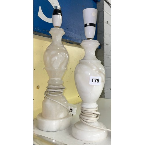 235 - PAIR OF WHITE BALUSTER ALABASTER TABLE LAMPS