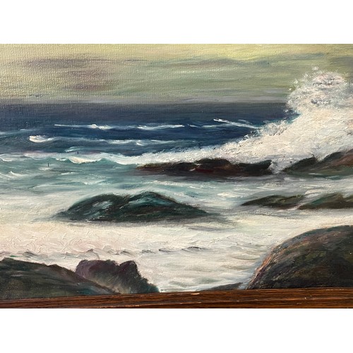 211 - SMALL OIL ON BOARD OF A STORMY SEASCAPE AND A LIMITED SIGNED STREET SCENE PRINT OF FARNHAM