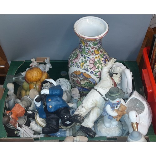 216 - TWO CARTONS OF VARIOUS CERAMIC AND RESIN FIGURES, CHEFS, CLOWNS, AND OTHERS