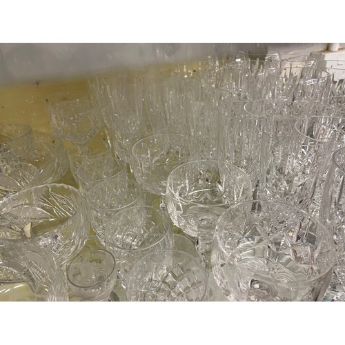 236 - SHELF OF SUITES OF CUT STUART CRYSTAL GLASSWARE