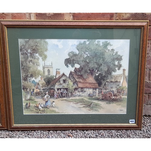 604 - PAIR OF LITHOGRAPHIC PRINTS BY STURGEON OF VILLAGE STREET SCENES