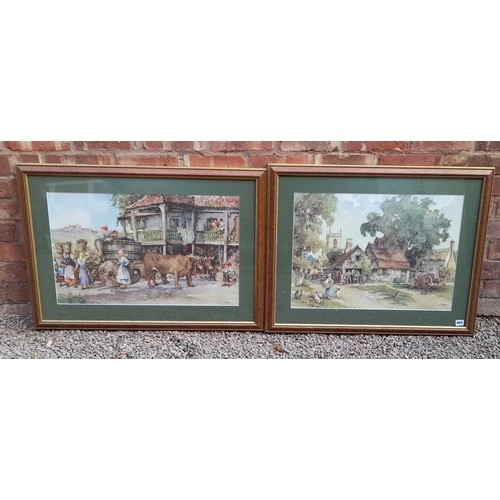 604 - PAIR OF LITHOGRAPHIC PRINTS BY STURGEON OF VILLAGE STREET SCENES