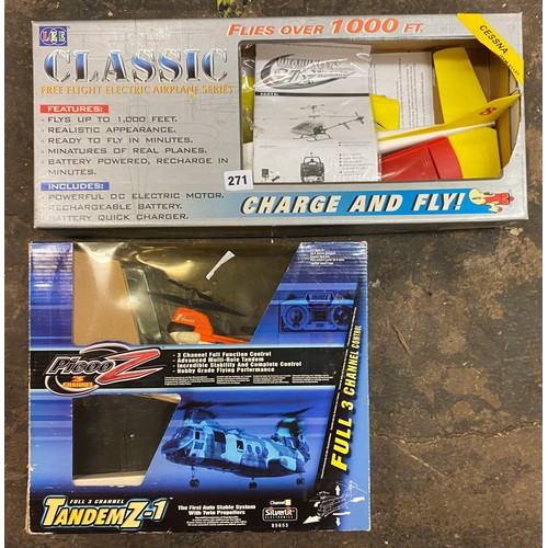 271 - BOXED CHARGE AND FLY AEROPLANE AND PICOO II THREE CHANNEL CHOPPER HELICOPTER