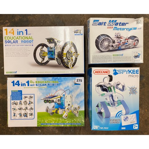 275 - EDUCATIONAL SOLAR ROBOT KIT, MECCANO SPY KEE MICRO, SALT WATER MOTOR CYCLE