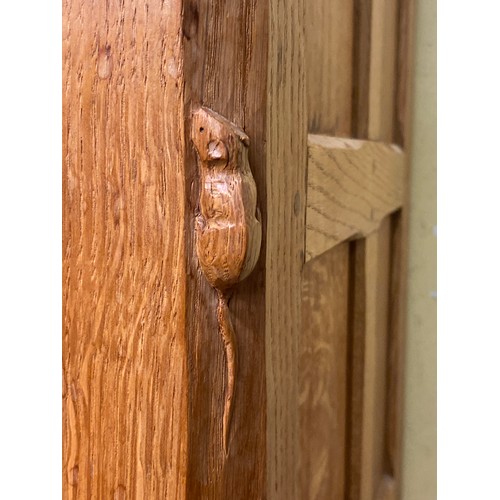 167 - ROBERT THOMPSON MOUSEMAN OAK PANEL DOOR BEDSIDE CUPBOARD