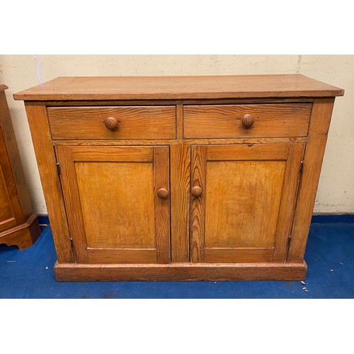 1 - VICTORIAN PITCH PINE KITCHEN DRESSER BASE