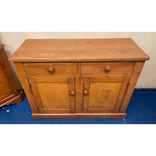 1 - VICTORIAN PITCH PINE KITCHEN DRESSER BASE