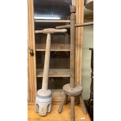 21 - TWO VINTAGE BEECH AND PINE DOLLY POSHERS