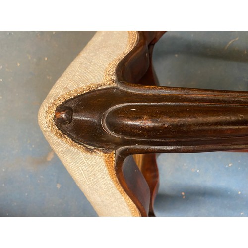 22 - VICTORIAN MAHOGANY BERLIN NEEDLWORKED UPHOLSTERED STOOL ON CABRIOLE LEGS WITH SCROLL TOES