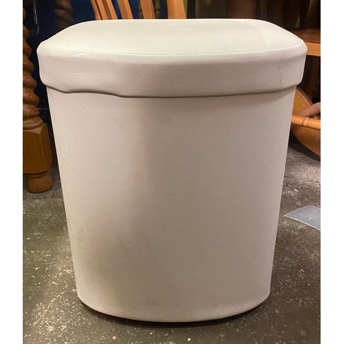 61 - WHITE VINYL UPHOLSTERED LINEN BIN