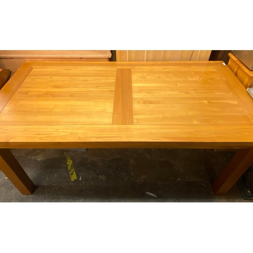 74 - LARGE PINE RECTANGULAR DINING TABLE ON SQUARE SECTION LEGS