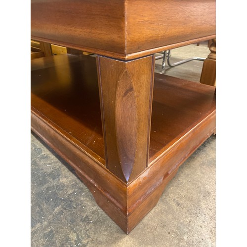 92 - CHERRY WOOD RECTANGULAR COFFEE TABLE WITH UNDER SHELF