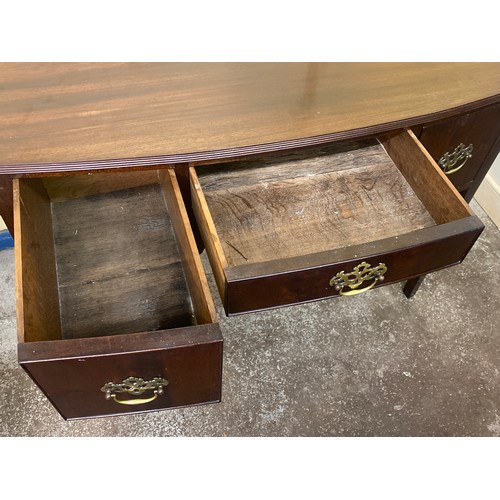 169 - 19TH CENTURY MAHOGANY SMALL BOW FRONT SIDEBOARD WITH REEDED EDGE