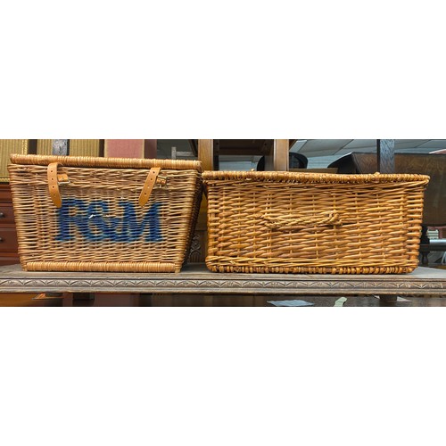 75 - TWO WICKER CANE WORK HAMPER BASKETS