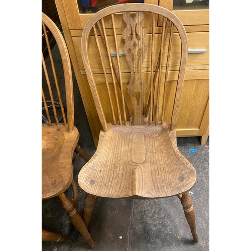 111 - SET OF FOUR PIERCED FIDDLE AND STICK BACK COUNTRY CHAIRS