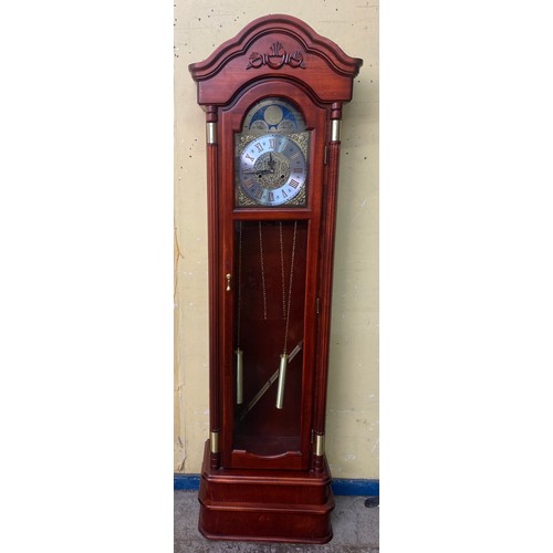 173 - G WOOD AND SON ARCHED CASED REPRODUCTION LONG CASE CLOCK