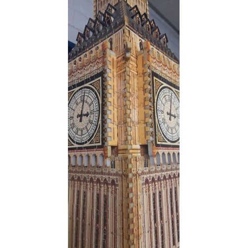 166 - JIGSAW CONSTRUCTED BIG BEN TOWER AND LONG CASE CLOCK MODEL