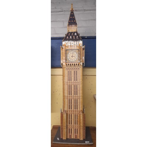 166 - JIGSAW CONSTRUCTED BIG BEN TOWER AND LONG CASE CLOCK MODEL