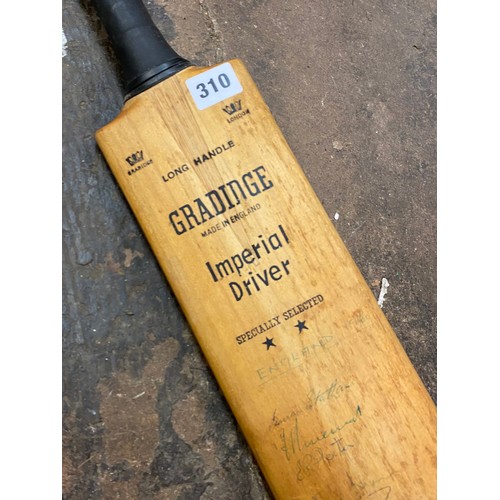 310 - GRADIDGE IMPERIAL DRIVER CRICKET BAT ENGLAND V SOUTH AFRICA WITH SIGNATURES FRONT AND BACK SOME FADE... 