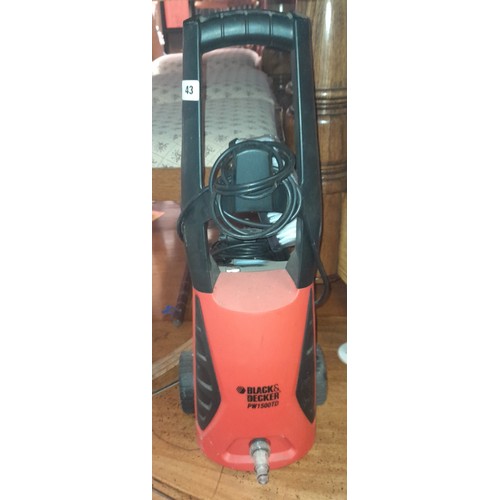 43 - BLACK AND DECKER PRESSURE WASHER AND ATTACHMENTS