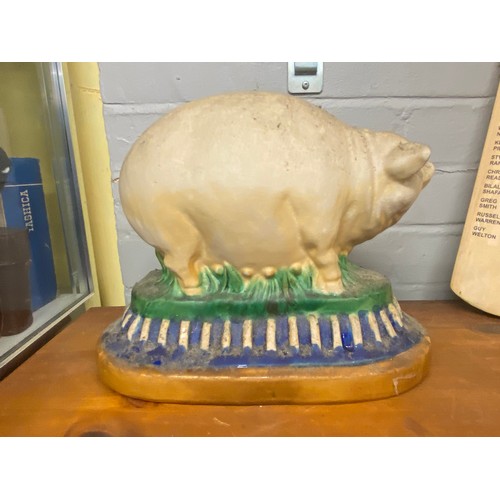 303 - TWO POTTERY PIG FIGURE GROUPS