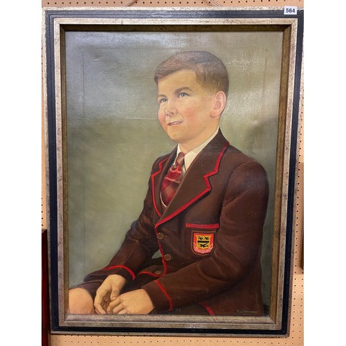 191 - BJ WITHERS OIL ON CANVAS PORTRAIT OF A SEATED SCHOOL BOY SIGNED AND DATED 1945